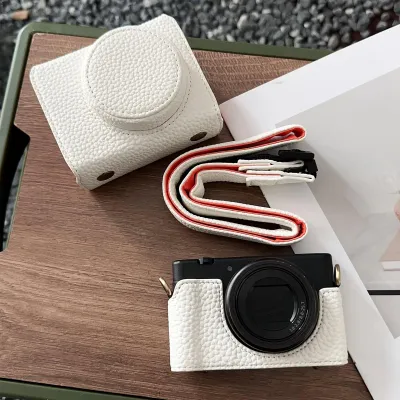 Immagine prodotto di Custodia protettiva per fotocamera in Finto cuoio, resistente ai graffi, con tracolla, compatibile con ZV1 ZV-1, bianca