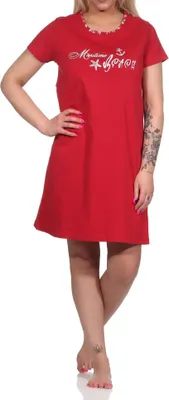 Zdjęcie produktu dla Damska koszula nocna z krótkim rękawem w marynistycznym stylu -122 214 10 753;red.36-38
