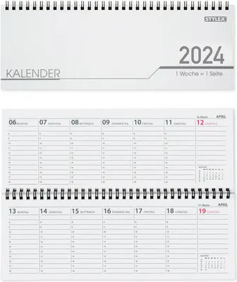 Produktbild von Stylex 43746 Schreibtischquerkalender 2026 - 32 Blatt - 1 Woche Seite - Ferien / Telefon - Notizen