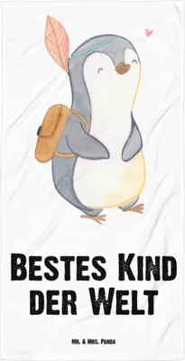 Produktbild von Mr. & Mrs. Panda Strandtuch Pinguin Bestes Kind der Welt - Weiß - Geschenk, Kinder, Strandlaken, Taufe, Liebling, Geburtstag, Handtuch, Frottee-Handtuch, Geburt