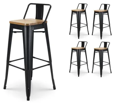 Productafbeelding van Barstoelen met Kleine Rugleuning van Metaal, Set van 4