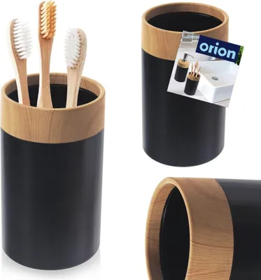 Produktbild von Orion Zahnputzbecher Zahnbürstenhalter Becher für Zahnbürste und Zahnpasta schwarz 7,5x11,5 cm