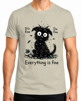 Imagen del producto de Está bien, yo estoy bien, todo está bien. Camiseta "Hund Statement" con sarcasmo, para hombre, color natural, talla L