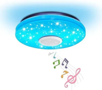 Image de Plafonnier LED Bluetooth de 30 cm, à intensité variable, RGB, pour le salon