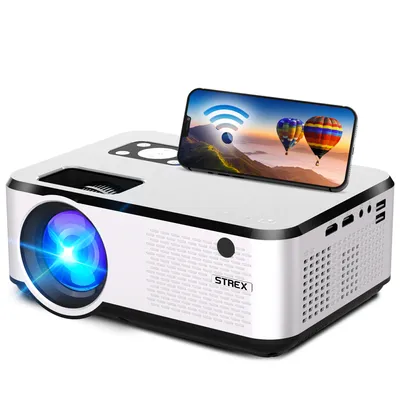 Produktbild von Strex Beamer - Full HD 1920x1080P - 7000 Lumen - Streaming von Ihrem Handy mit WiFi - Mini Beamer - Projektor
