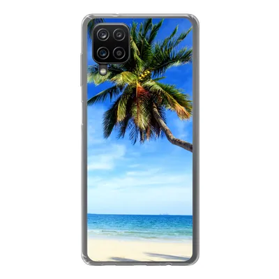 Produktbild von MuchoWow® Handyhülle Schutzhülle Hülle für Samsung Galaxy A12 Palmen - Strand - Meer Silikon Softcase Handy Hülle - Bild