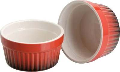 Produktbild von Ofenschalen Auflaufform Keramikschälchen Dipschälchen Backformen Ofenformen Backschalen 8,5cm 2er-Set Rot Orange, Farbe:rot