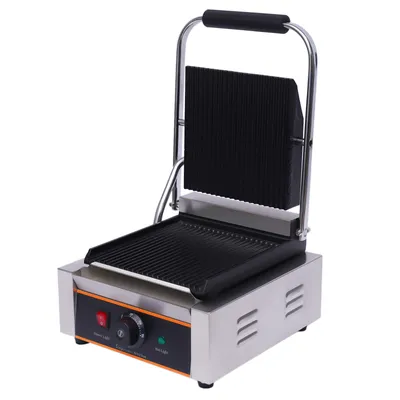 Image de Gril de contact Antiadhésif Grille-sandwich Acier inoxydable Gril électrique Panini Maker Gril de table Sandwich Maker Plaque de cuisson Grille-pain BBQ Indoor Grill 1800 W