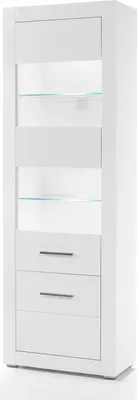 Produktbild von Vitrine Bianco - Weiß Hochglanz - 2-türig mit Unter- und Glasbodenbeleuchtung