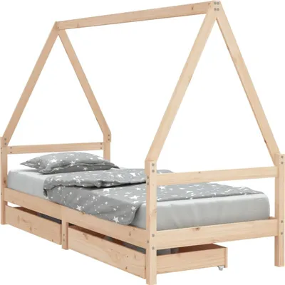 Image de vidaXL Lit d'enfant avec tiroirs 90x200 cm pin massif