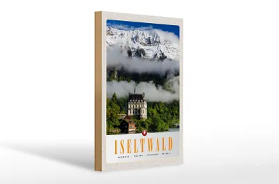 Produktbild von Holzschild Reise 20x30cm Iseltwald Schnee Wald Schloss
