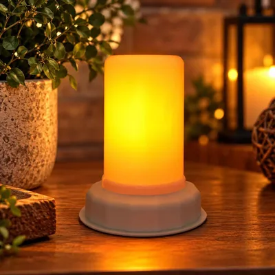 Produktbild von LED Flammenlicht Timer Batterie Fackel warmweiß innen Deko Windlicht