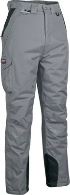 A pair of gray work pants with black accents.