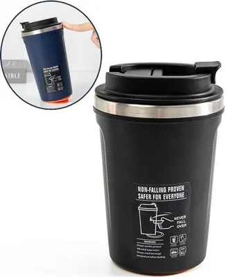 Immagine prodotto di Tazza termica con ventosa, in acciaio inossidabile, a doppia isolamento, per mantenere il caffè caldo; bottiglia portatile da viaggio per auto, tazza per ghiaccio, nera, 380 ml