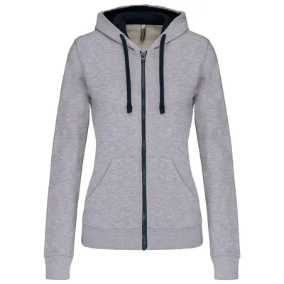 Produktbild von Kariban DAMEN-KAPUZENSWEATSHIRT BICOLOR mit Reißverschluss