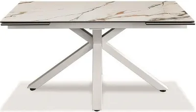 Produktbild von Ausziehbarer Tisch von 160 cm auf 240 cm, moderne Keramikplatte auf gehärtetem Glas aus Calacatta-Marmor Borghini