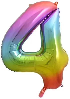 Produktbild von Folienballon Zahl 4, Regenbogen, 85 cm