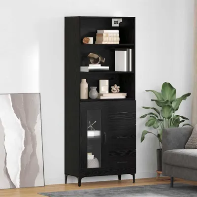 Produktbild von vidaXL Highboard Schwarz Eichen-Optik 69,5 x 34 x 180 cm Holzwerkstoff