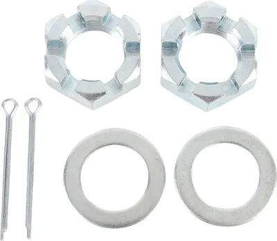 Produktbild von 2 Sätze Anhängermutternsatz mit 1-Zoll-Wellenspindelmuttern-Unterlegscheibe und 2,2-Zoll-langen Splinten, verzinkt für Silber