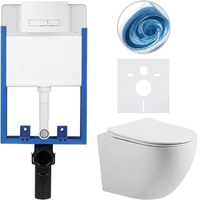 Immagine prodotto di CERANO - Set completo per WC da incasso Lite/Cesso - bianco lucido - Pulsante WC Slim, bianco - da incasso - 49x36 cm
