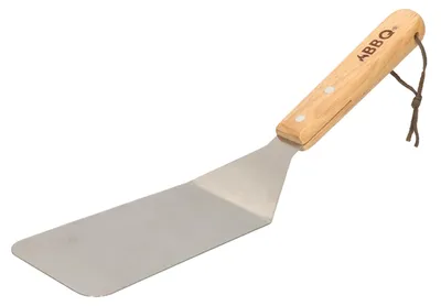 Zdjęcie produktu dla Profesjonalna łopatka do grilla/barbecue - metalowa głowica, drewniany uchwyt - 34 cm - do obracania mięsa i ryb