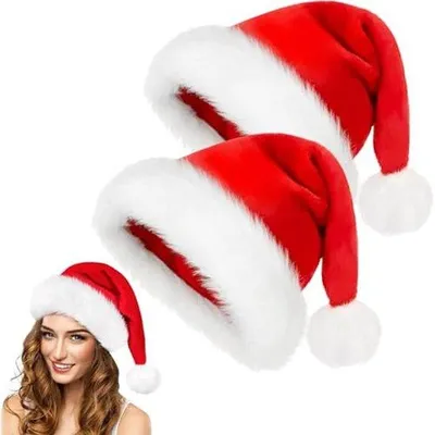 Produktbild von Famanu Weihnachtsmützen Uni | Plüsch Weihnachtsmützen | Dicke, weiche Luxus Weihnachtsmützen