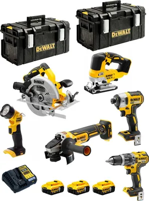 Image de Kit DeWALT DCK663P3 (DCD796 + DCF887 + DCS570 + DCS334 + DCG405 + DCL050 + 3 x 5.0 Ah + DCB1104 + 2 x DS300)
