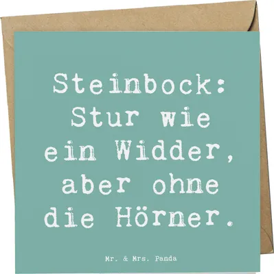 Produktbild von Mr. & Mrs. Panda Grußkarte Spruch Steinbock Entschlossen - Meeresbrise - Geschenk, Sternzeichen, doppelkarte, Geschenke Astrologie, Tierkreiszeichen, Humor, faltkarte