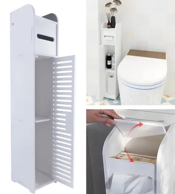 Immagine prodotto di Mobiletto da bagno a 3 ripiani, bianco, autoportante, dimensioni 16 x 17 x 81 cm