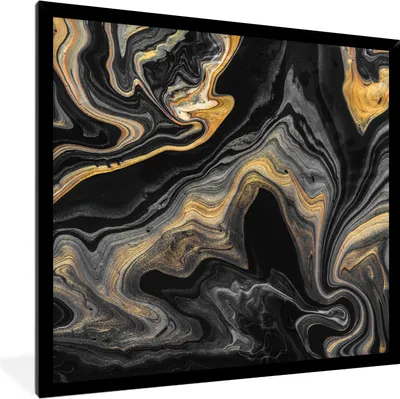 Produktbild von MuchoWow® Gerahmtes Poster Marmor - Acryl - Gold - Luxus - Abstrakt 40x40 cm - Poster mit Schwarzem Bilderrahmen Wandposter Rahmen Foto Bilder - Mit Rahmen - Wanddekoration Schlafzimmer