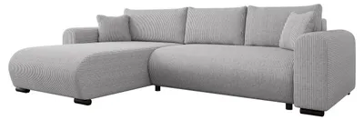 Produktbild von MIRJAN24 Ecksofa Merkos Cord, Wohnzimmer L-Form mit Bettkasten und Schlaffunktion, Holzkonstruktion, Seite universal (Farbe: Poso 110)