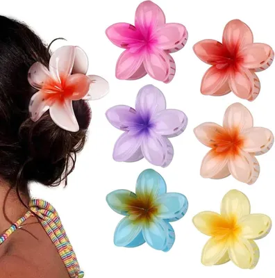 Image de 6 pièces de fleurs pinces à cheveux Mignon en forme de fleur pinces à cheveux en acrylique pour les femmes et les filles