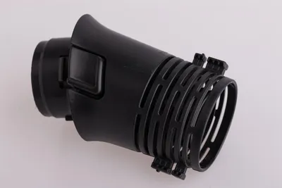 A black adapter for a vacuum cleaner is shown against a white background.