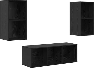 Productafbeelding van vidaXL TV-kast set, 3 stuks, zwart, eikenlook, houtvezel