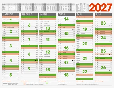 Produktbild von 2027 BRUNNEN Tafelkalender 65x50cm 1S/6Monate