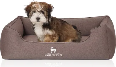 Produktbild von Knuffelwuff Orthopädisches Hundebett Leano aus Velours mit Handwebcharakter M-L 85 x 63cm Braun