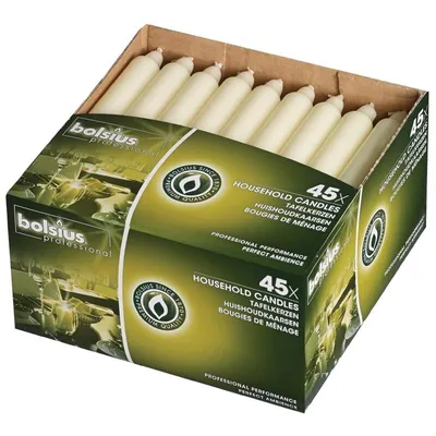 Imagen del producto de Velas Bolsius color marfil, de 17,7 cm (pack de 45 unidades)