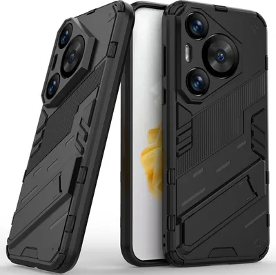 Produktbild von Armor Hülle für Huawei Pura 70 Pro / 70 Pro+ Hybrid PC TPU Bumper Stoßfestes Schutzhülle mit Standfunktion Schwarz