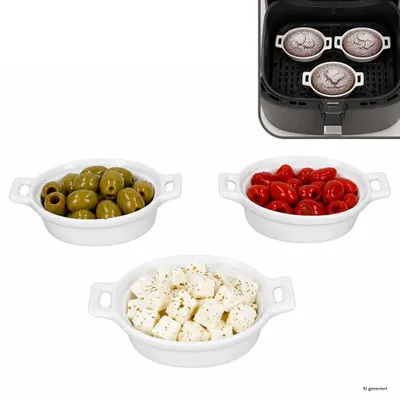Produktbild von 3x STABIL Mini-Auflaufform 120ml oval weiß Airfryer Backform Kuchen