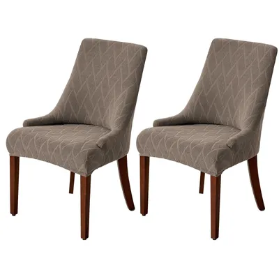 Produktbild von 2 Stück Ohrensesselbezüge, Jacquard Stretch Stuhlhusse, Sesselbezug für Esszimmer und Wohnzimmer, Esszimmerstuhl-Hussen,Taupe