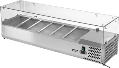 Zdjęcie produktu dla Witryna chłodnicza na 6 pojemników GN 1/4, 110 W, 1400 x 335 x 435 mm