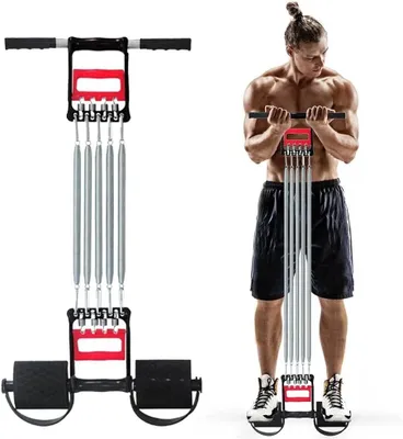 Produktbild von Muscle Pull Exerciser Brustmuskel, 3-in-1 Mehrfunktional Brust Expander, Bänder Krafttraining, Trainingsband, Bauchtrimmer, Handgreifer, mit 5 Federn