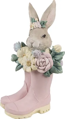 Produktbild von Clayre & Eef Dekorationsfigur Kaninchen 13x13x23 cm Beige Rosa Kunststoff