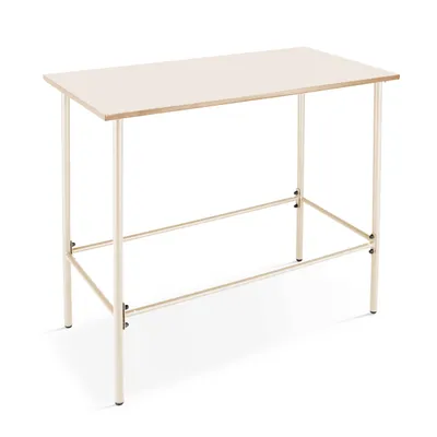 Image de Table haute de jardin en métal ivoire 120 cm - Oviala Palavas