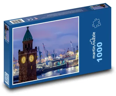 Obrázek produktu pro Puzzle 1000 Přístav v noci - Hamburg, Německo - martinpuzzle