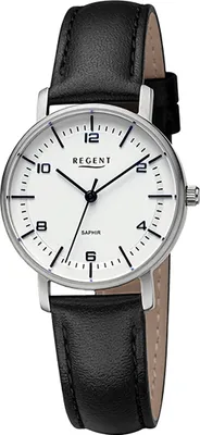 Obrázek produktu pro Dámské kožené náramkové hodinky Regent quartz s černým koženým řemínkem D2URF1479