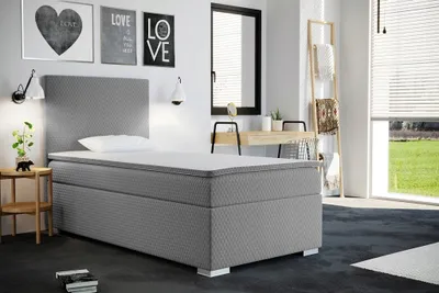 Zdjęcie produktu dla Łóżko jednoskrzyniowe ICON materac 90x200 tkanina Sawana jasnoszary