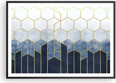 Produktbild von Gerahmtes Poster - Schwarzer Rahmen - Abstraktion Figuren Geometrisch - 100x70 cm - Wand Bild - Wanddeko - Wandbilder - Kunstposter - Wandposter - Bilderrahmen - Bilder - Kunstdruck - P2BAA100x70-5135