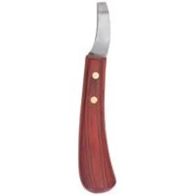 Produktbild von Professioneller, beidseitig geschärfter Hufmesser aus Edelstahl mit Holzgriff