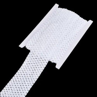 Elastische Haakband, Weiß, 5 m, 7,1 cm, Polyester